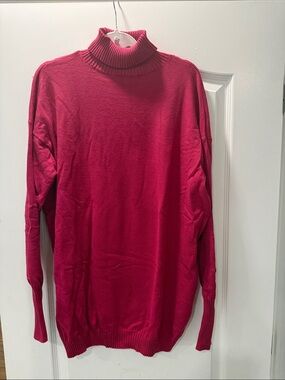 Kittenish Men's Turtleneck Sweater in Fuchsia Pink